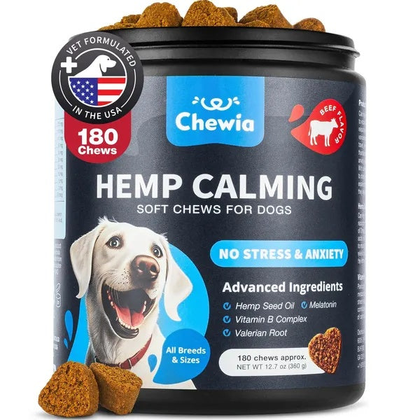 Hemp Calming Chews For Dogs Dog Calming Treats Anxiety Relief For Dogs