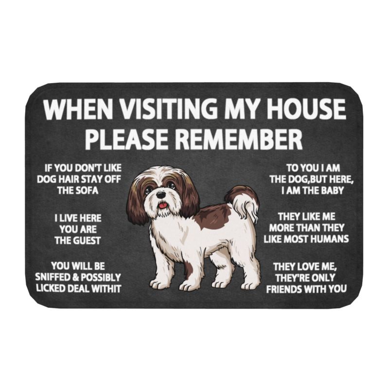 Please Remember Shih Tzu Dogs House Rules Doormat Mat Anti-S