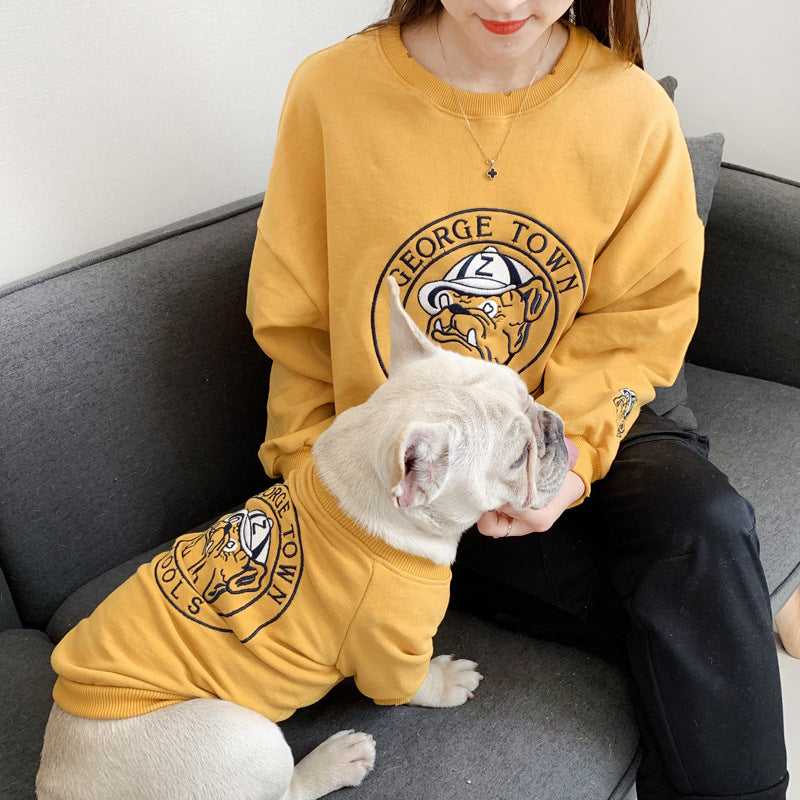Pet Dog Spring Autumn Clothes for Small Dogs French Bulldog Embroidery Pattern Sweater Chihuahua Clothing Pug Costume Yorkie