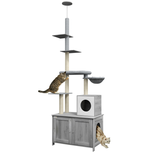 PawHut Cat Tree With Litter Box Enclosure