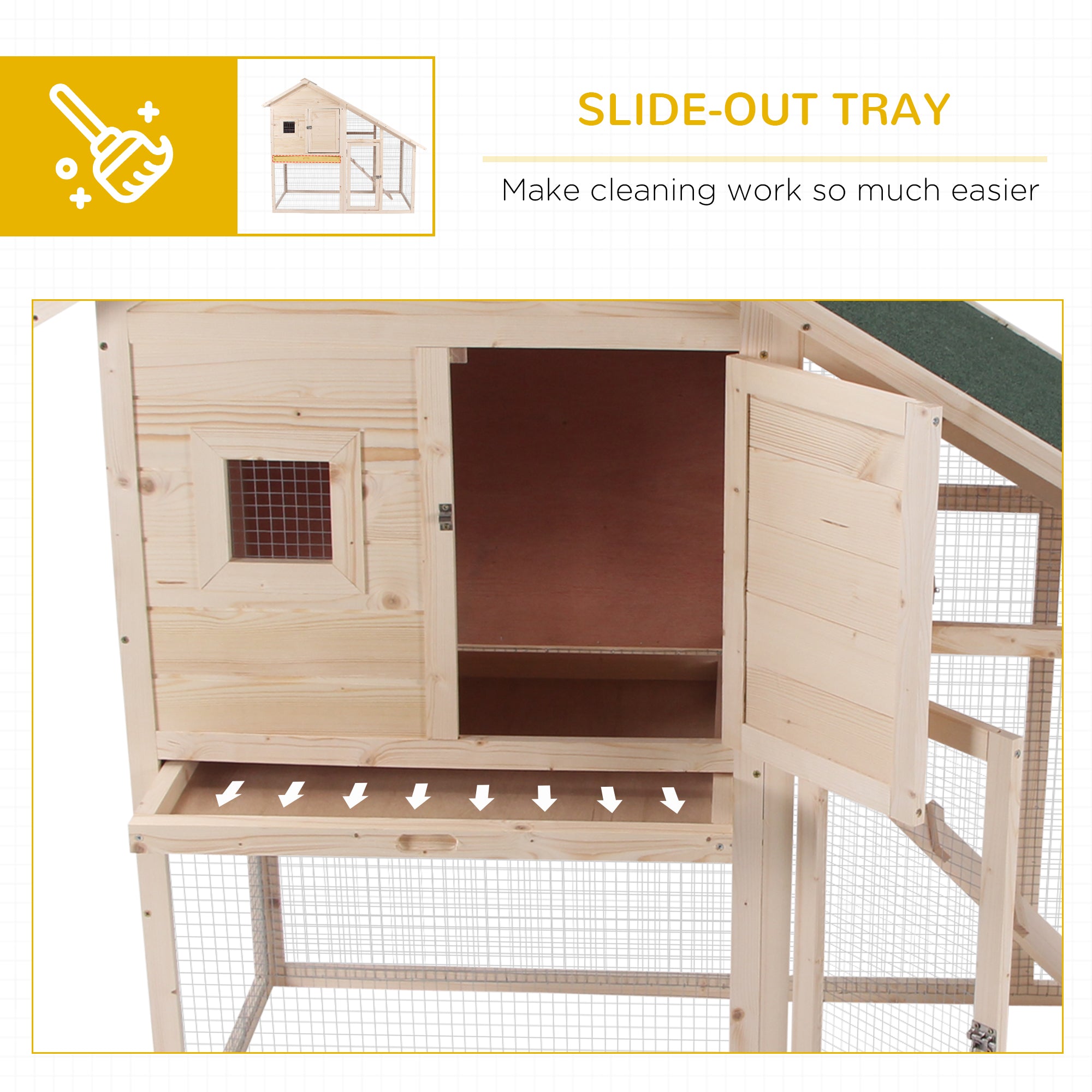 55" L 2-Tier Wooden Rabbit Hutch Bunny Cage