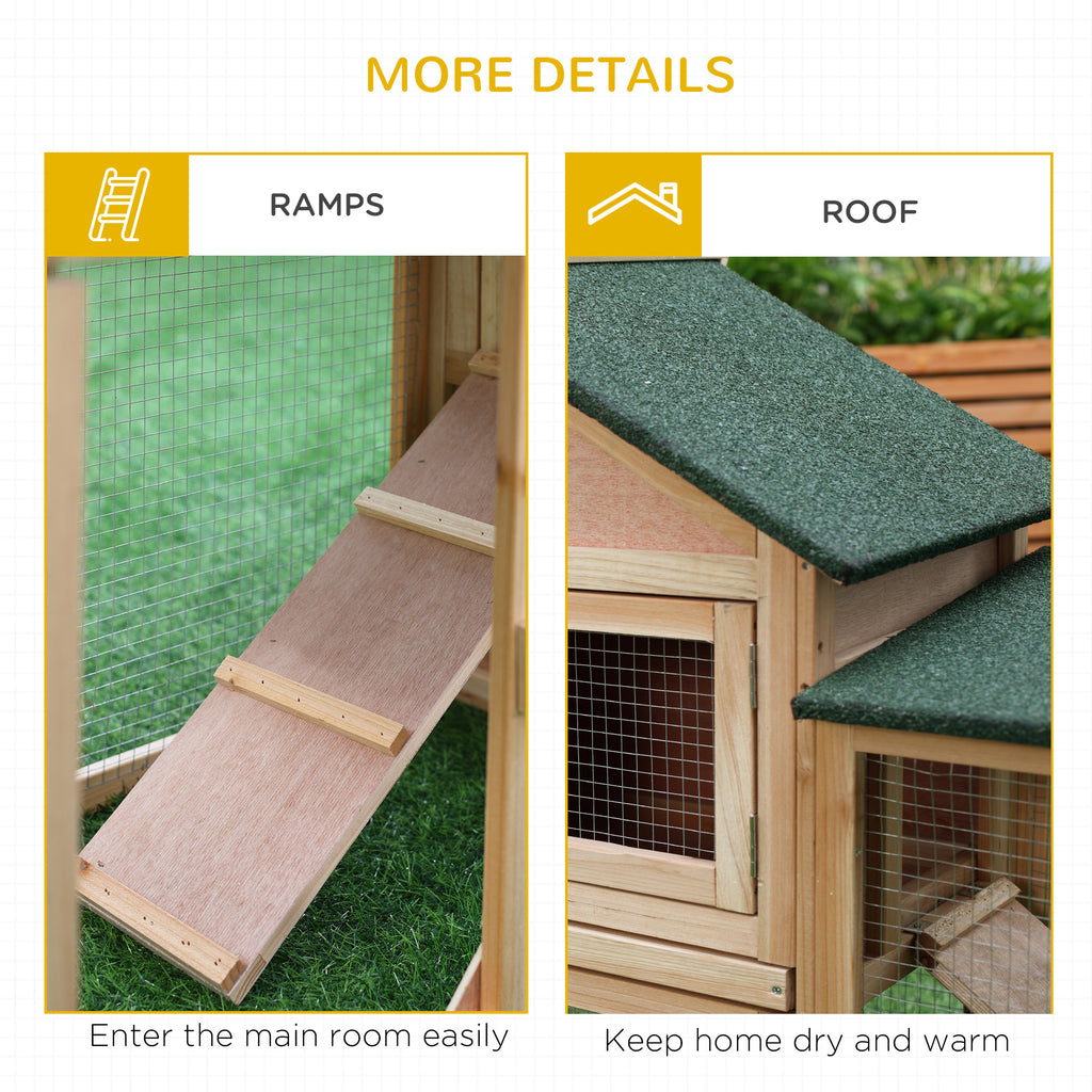 Rabbit Cage Outdoor, Rabbit House 83" 2 Story Deluxe XL Wooden Rabbit Hutch Big Bunny Cage w/ Ladder and Run