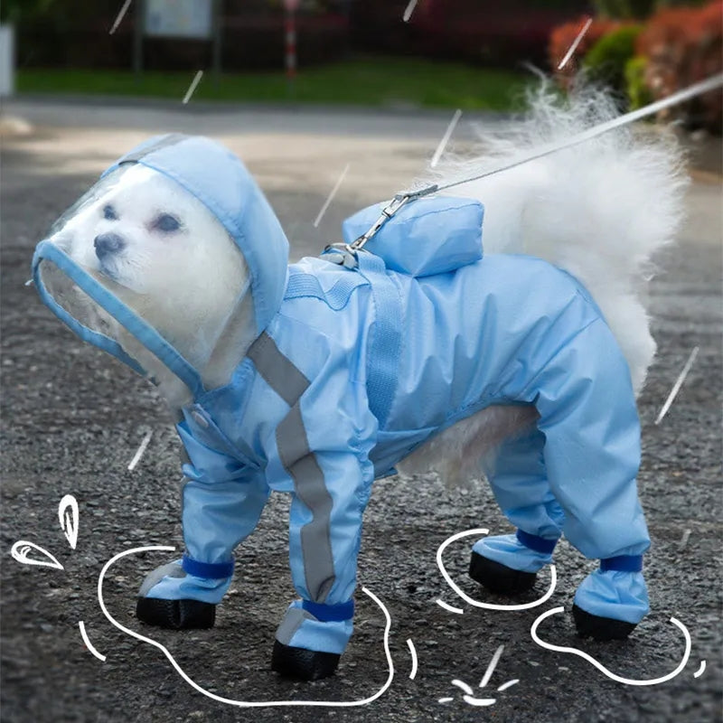 Pet Puppy Dog Raincoat Rain Jacket Coverage 4 Legs Full Body Protection Waterproof Rainboot Small Dogs Pet Teddy Raining Coat