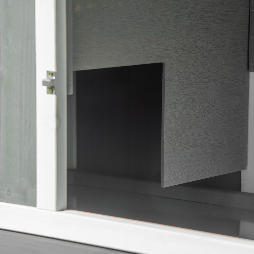 Wooden Rabbit Hutch with Run, Tray, Ramp for 1-3 Rabbits, Guinea Pigs, White