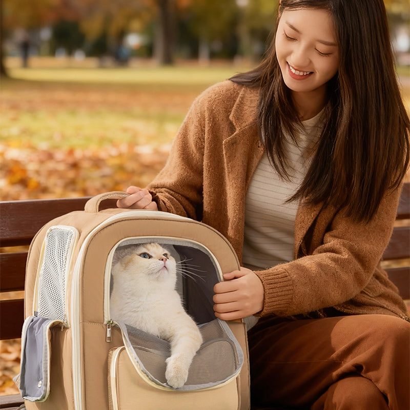 Breathable Pet Carrier Backpack, Warm & Comfortable Cat Dog Travel Backpack With Mesh Window
