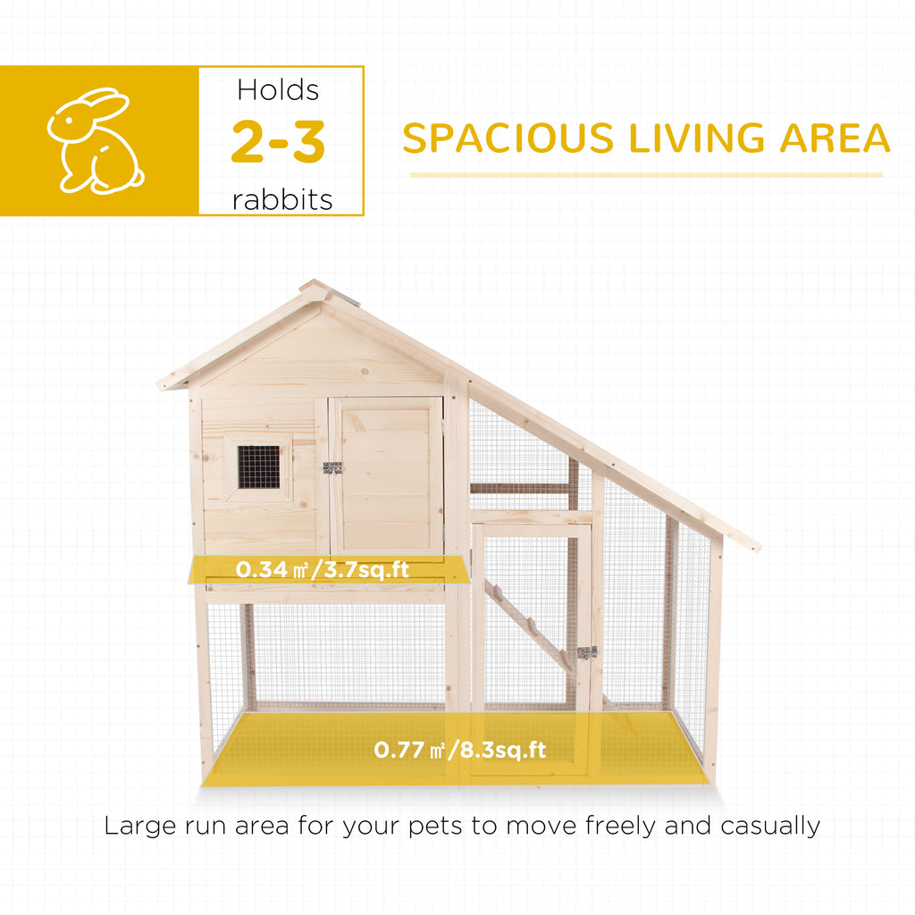 55" L 2-Tier Wooden Rabbit Hutch Bunny Cage