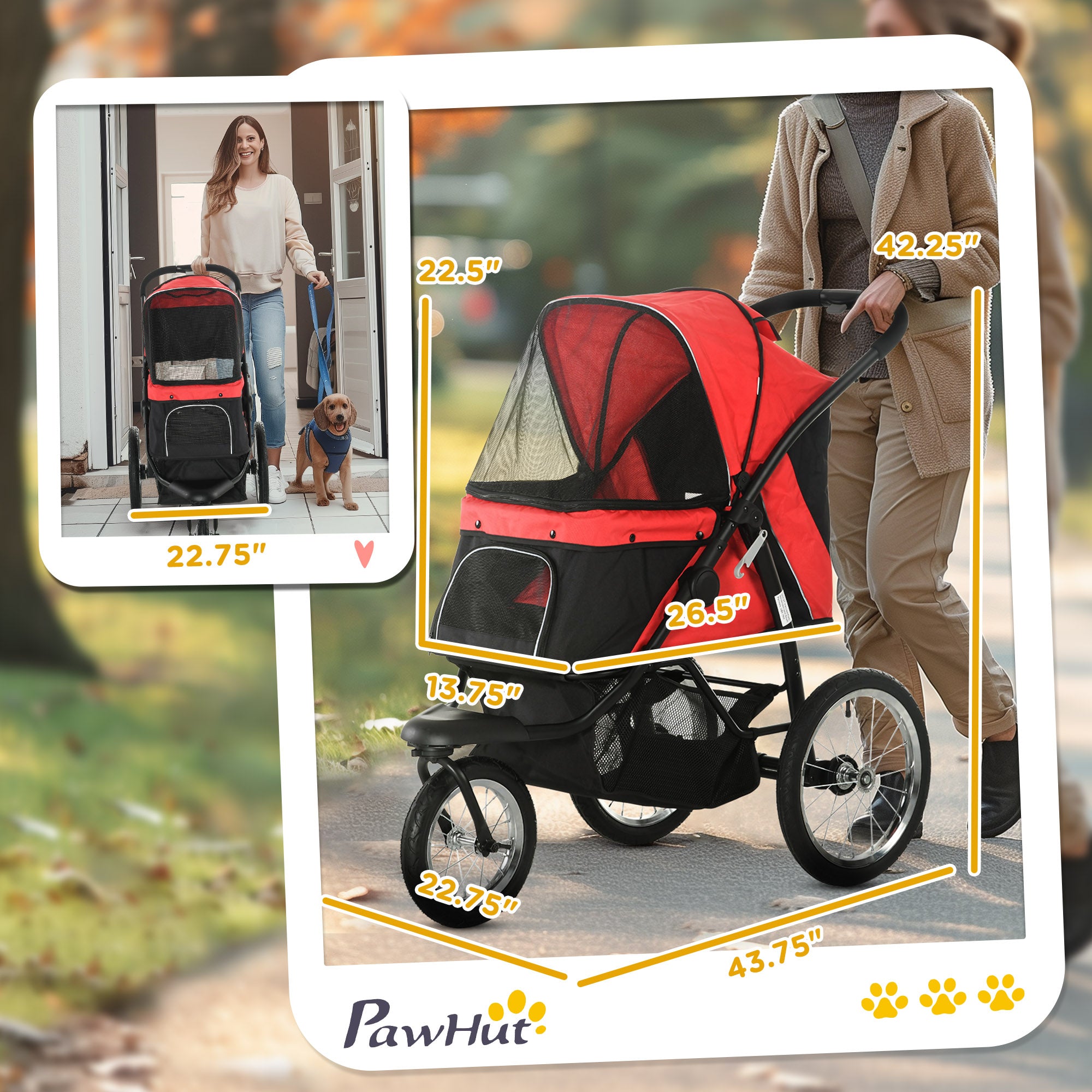 Pet Stroller for Small Dogs and Medium Dogs with Adjustable Canopy