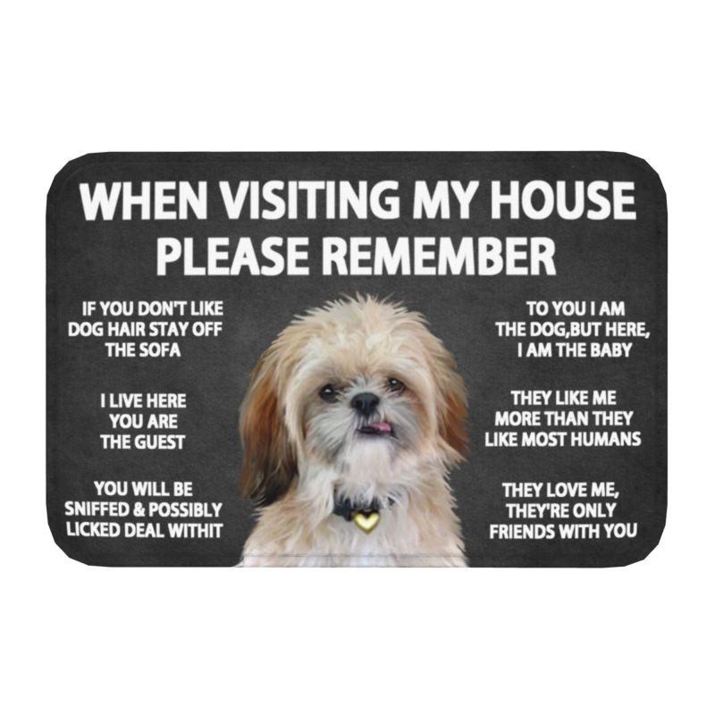 Please Remember Shih Tzu Dogs House Rules Doormat Mat Anti-S